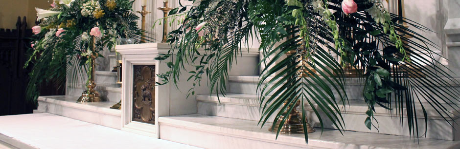 The high altar decorated for Easter