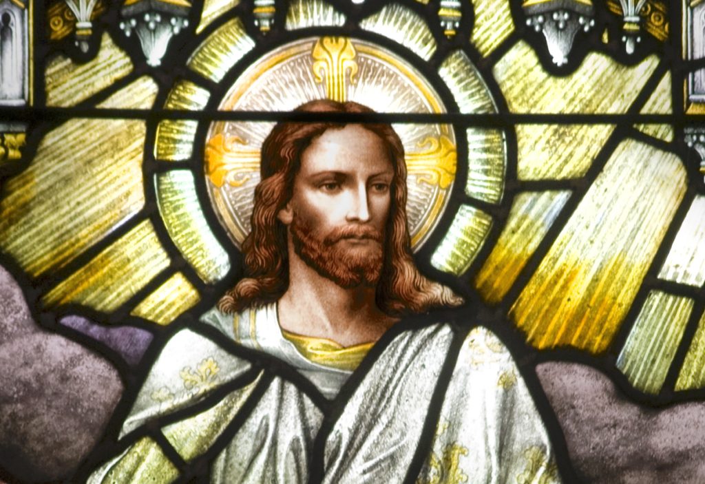 Transfiguration Jesus stained glass window